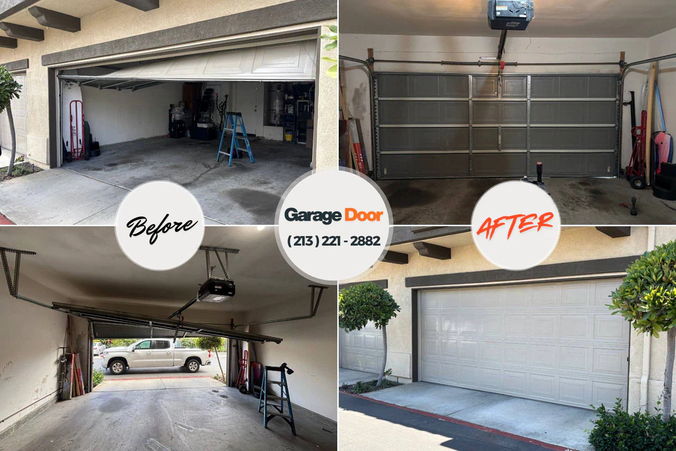 Before and after: garage door repair Arkansas City, KS